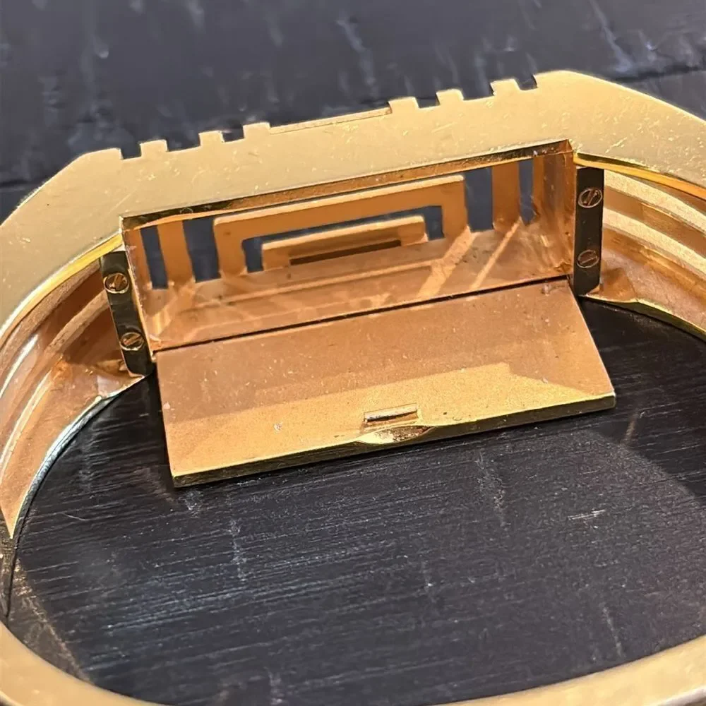 Tory Burch Gold Tone Fitbit Metal Bracelet Geometric Keeper Holder